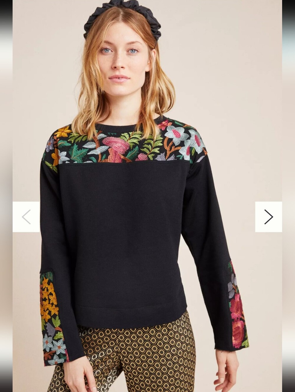 Anthropologie Tiny Phoenix Embroidered Mushroom Floral Sweatshirt Medium